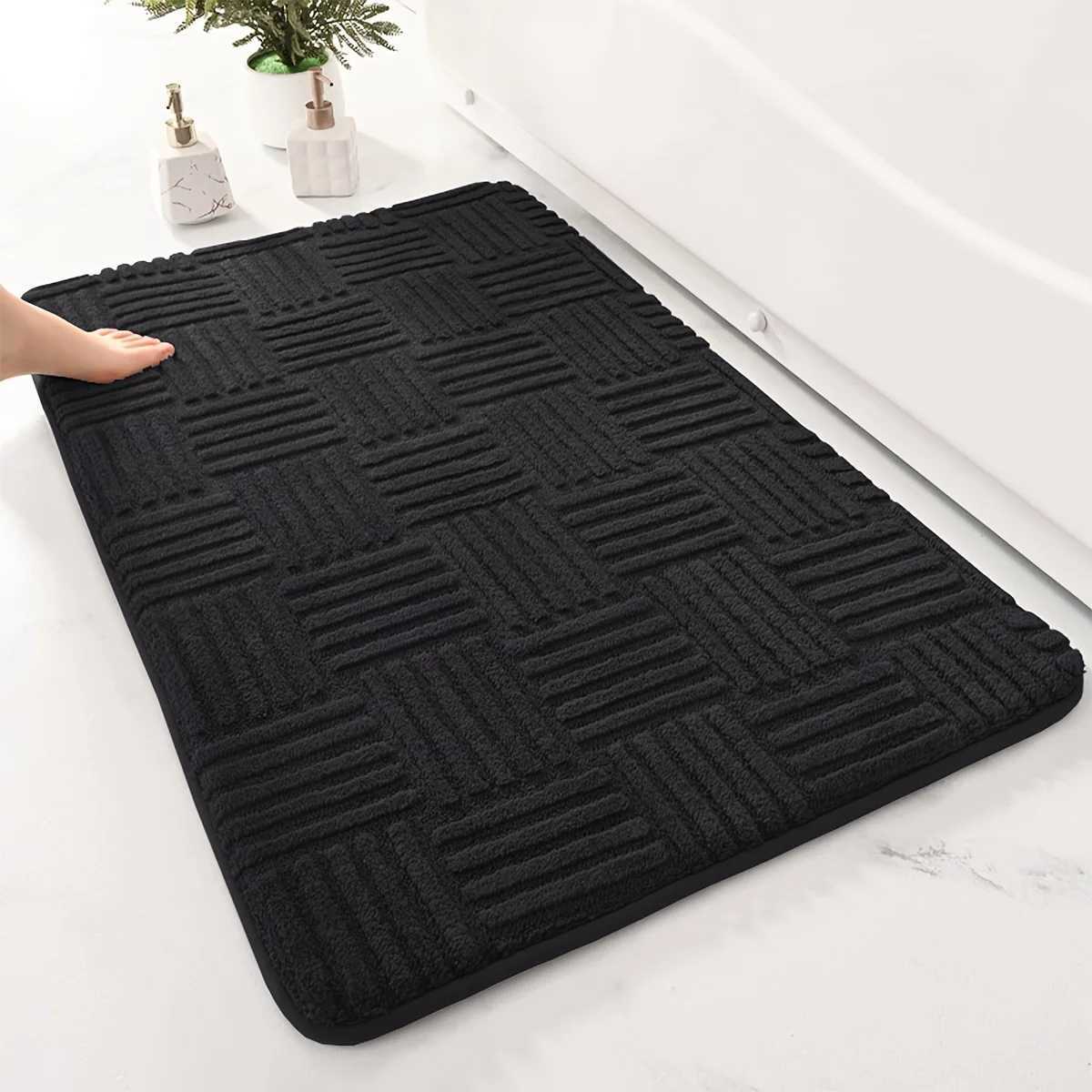 Thicke absorbent striped floor mat solid color bathro carpet bedro cfortable cotton velvet non-slip mat entrance mat H251129
