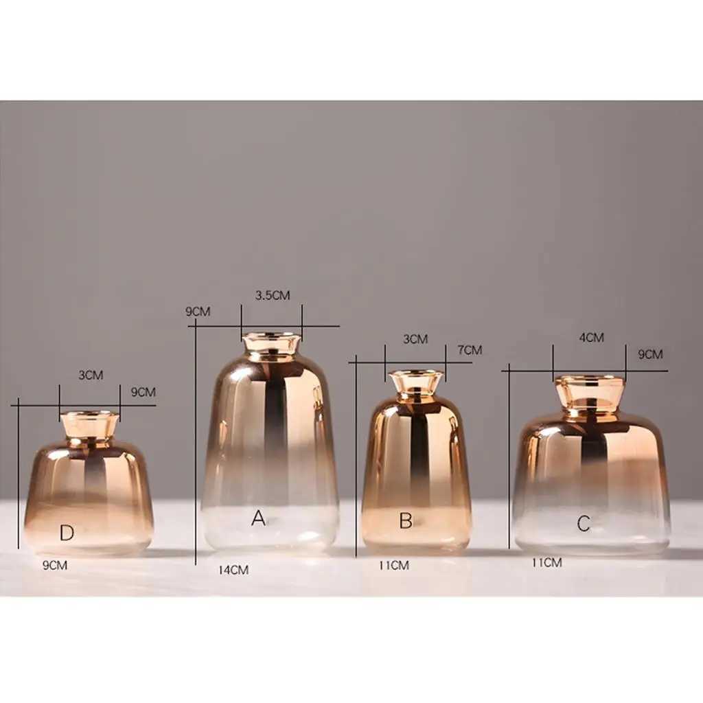 Nordic Minimalist Modern Gold-Plated Gradient Small Vase Terrarium Container Flowerpot Planter Centerpiece Wedding Y251201