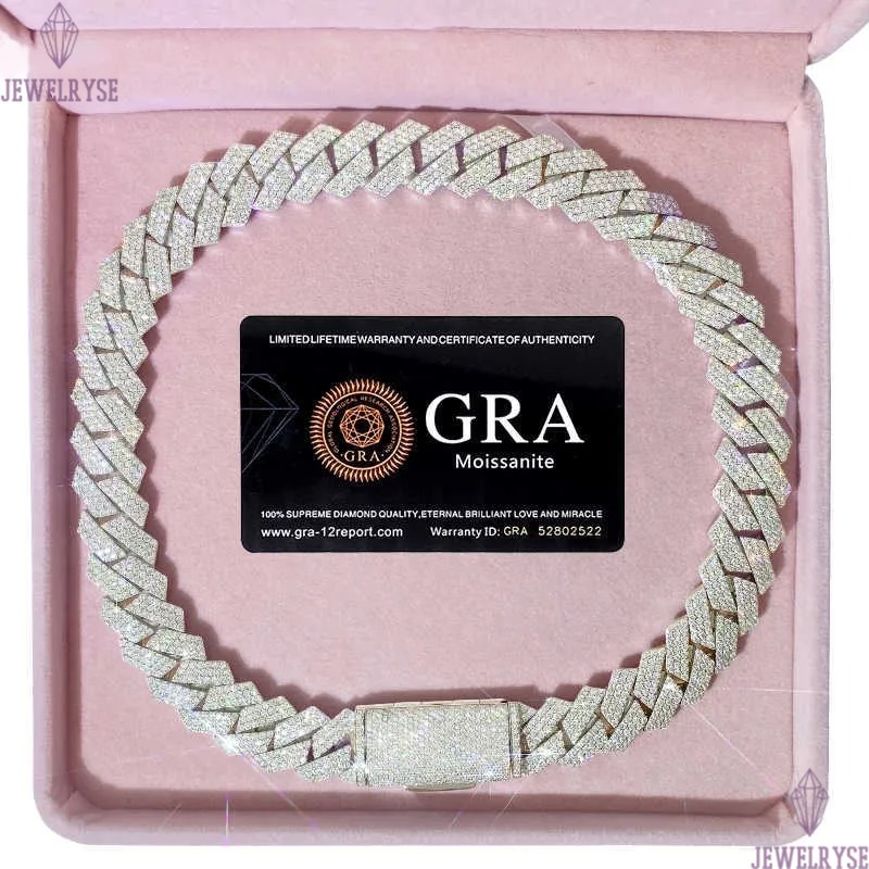 Bracelet Designer Jewelry Cuban k High Quality 3 Rows VVS Moissanite Dia Chain White Rose Gold Plated Hip-hop Chains for Men Necklace