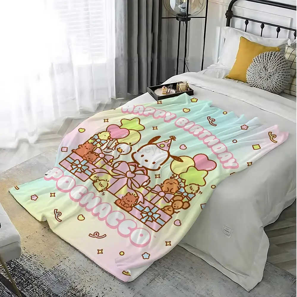 Sanrio Warm Winter Blankets for Bed Kawaii Pochaccos Bedroom Decoration Shaggy Throw Blanket Nordic Home Bedspread the Sofa Decorative H251201