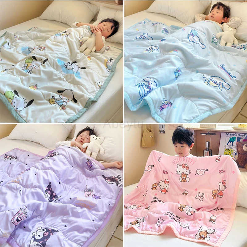 Sanrio Hello Kitty Kids Air Conditioning Quilt Kuromi Cinnamoroll Melody Summer nap blanket machine washable Sofa Blanket H251201