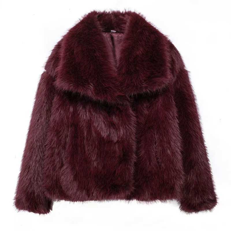 HXAO Winter Faux Fur Coat 2024 Woman New in coats Autumn Fur Plush Fluffy Jacket Warm Red Gray Black White Fur Coat OuterwearsT251201