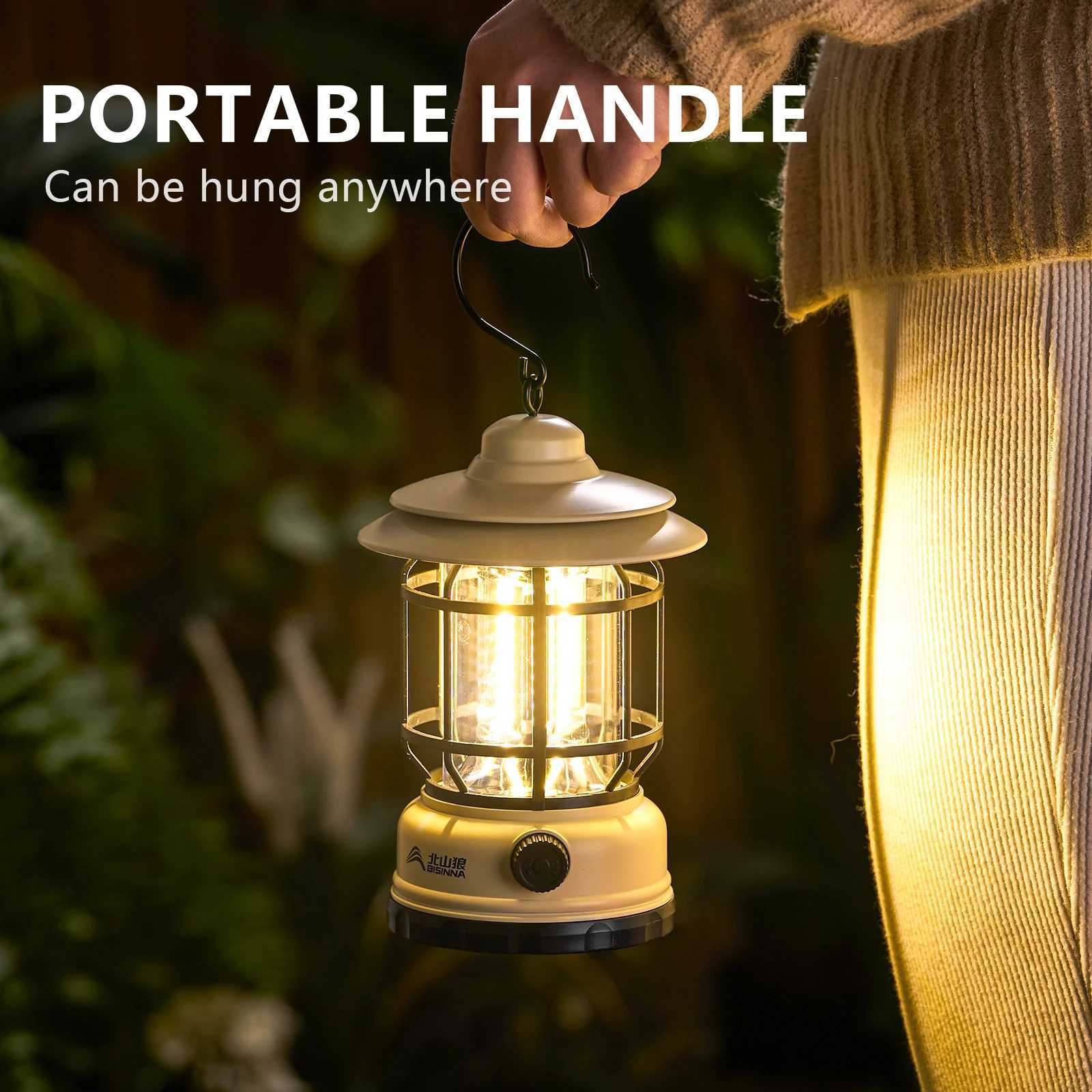 BISINNA Camping Lights Long Endurance Outdoor Tent Lights Rechargeable/Battery Waterproof Camping Lights Retro Atmosphere Lights M251201