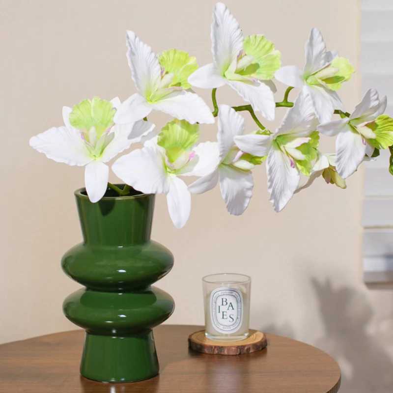 748 Inch Red Ceramic Vase Green Porcelain Flower Vase He Decoration Centerpiece Tabletop Vase Y251201