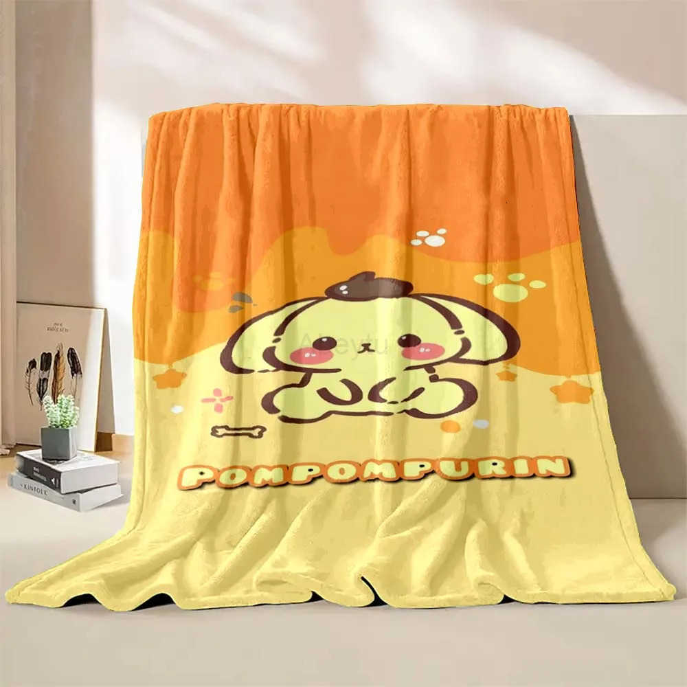 Sanrio Pom Purin Blanket Yellow Throw Sofa Bed Cover Four Season Soft Fluffy Quilt Blanket Flannel Throw Children girl Gift H251201
