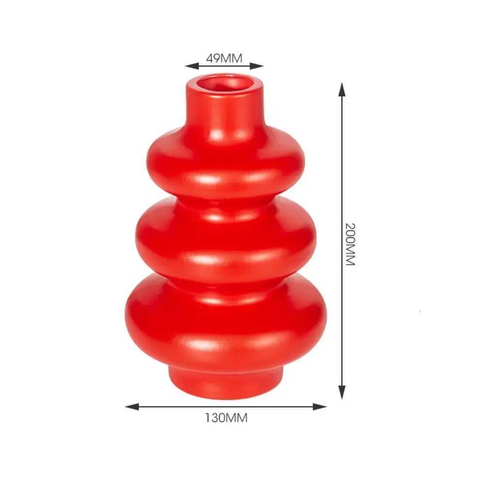 Nordic Style Plastic New Year Flower Vase Red Imitation Ceramic Flowerpot Household Flower Arrangement Container He Decoration Y251201