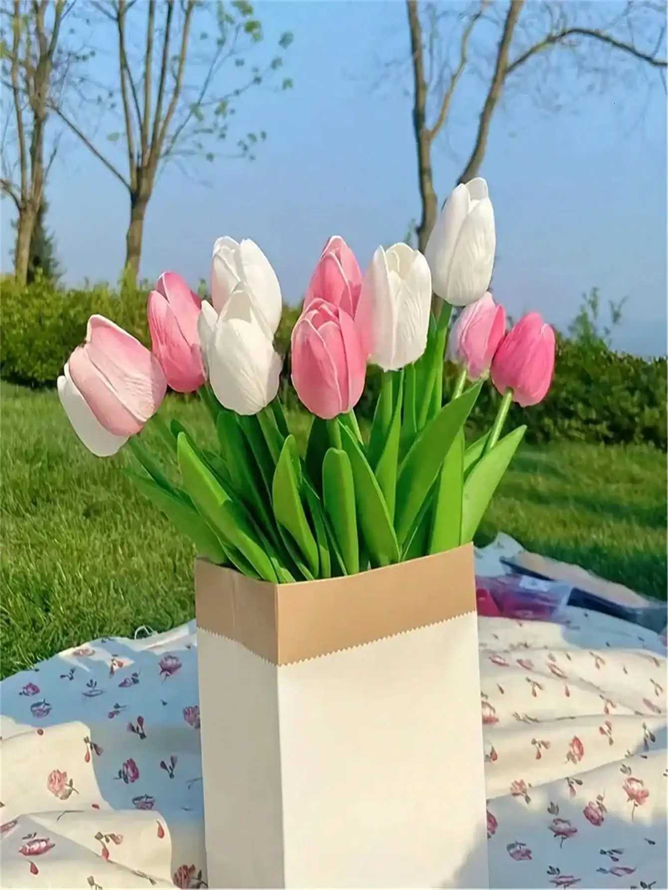 A Set of 6 Artificial Tips Suitable for He Decoration Anniversary Desktop Flower Decoration Realistic Fake Tip Flowers Vase Not Included Y251201
