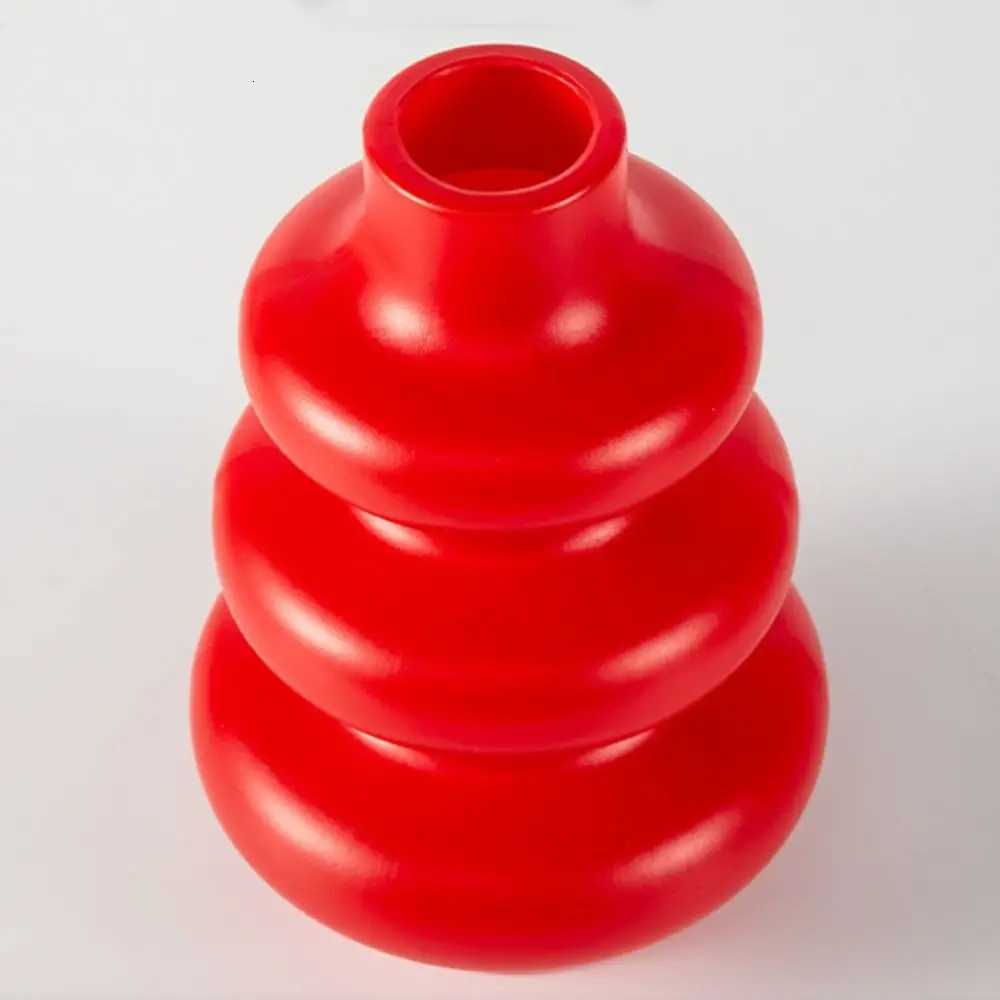 Nordic Style Plastic New Year Flower Vase Red Imitation Ceramic Flowerpot Household Flower Arrangement Container He Decoration Y251201