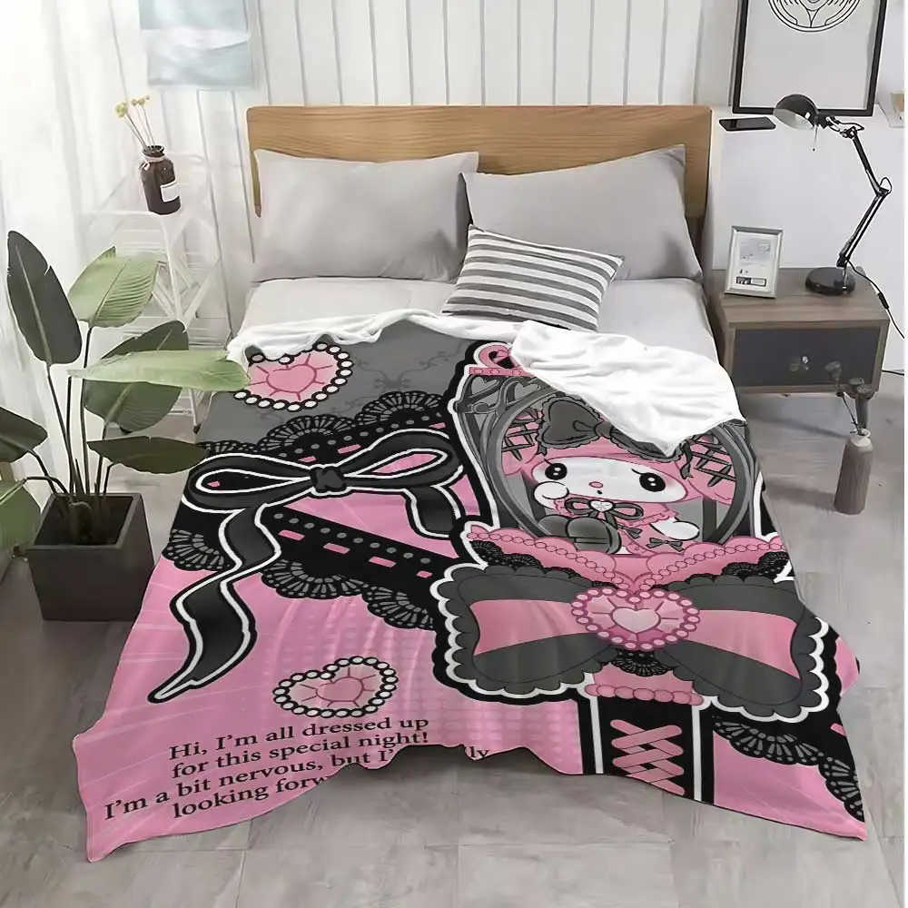 Sanrio Kawaii Magic Melodys Blanket Bed Blankets for Decorative Sofa Fluffy Plaid Home and Decoration Luxury Bedding Throw Knee Soft H251201