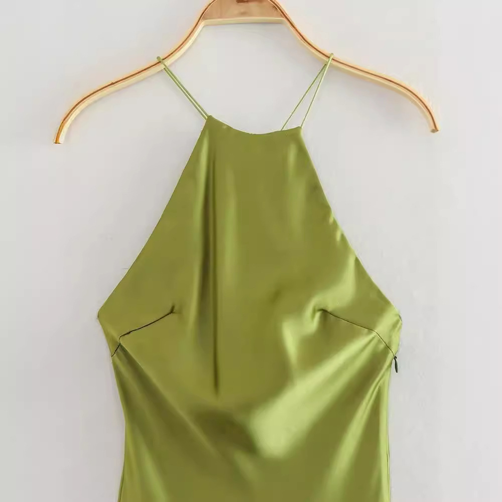 New Spring Summer Women's Maxi Dress Satin Feeling Sleeveless Dress European American Style Banquet Sexy Dress Evening Dresses R251130