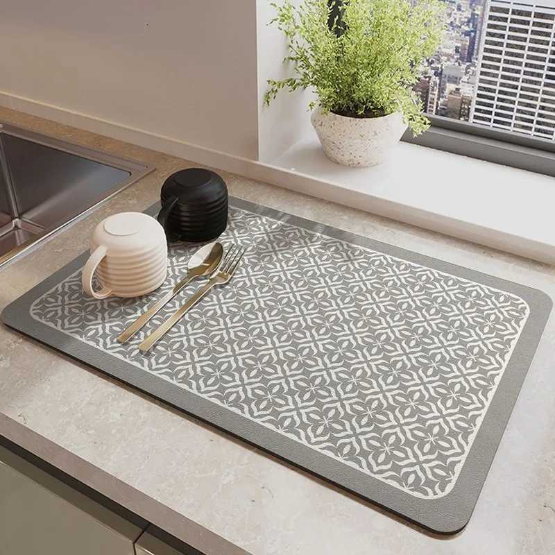 Plaid Pattern KitchenBar Counter Absorbent Quick-Dry Placemat Table Mat Coffee Mat Dishes Drying Pad Non-Slip Water-Absorbing Y251201