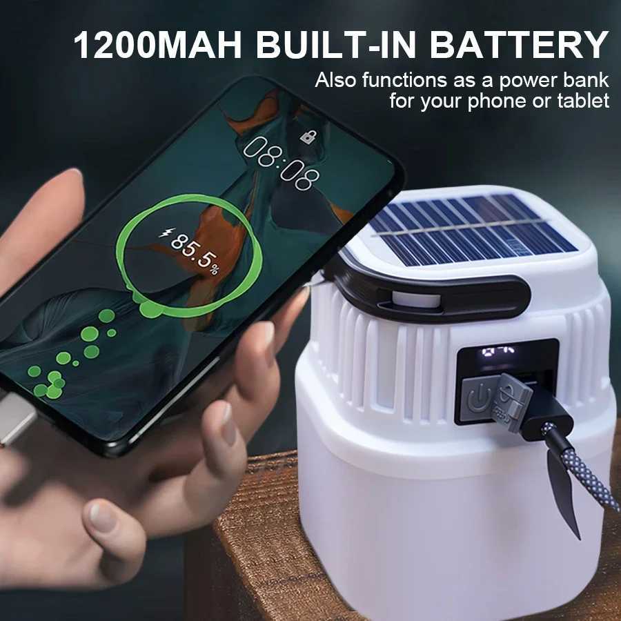 Portable USB Rechargeable LED Camping Light Outdoor Emergency Hanging Tent Solar Lamp Hiking Picnics Night Lighting Lantern M251201