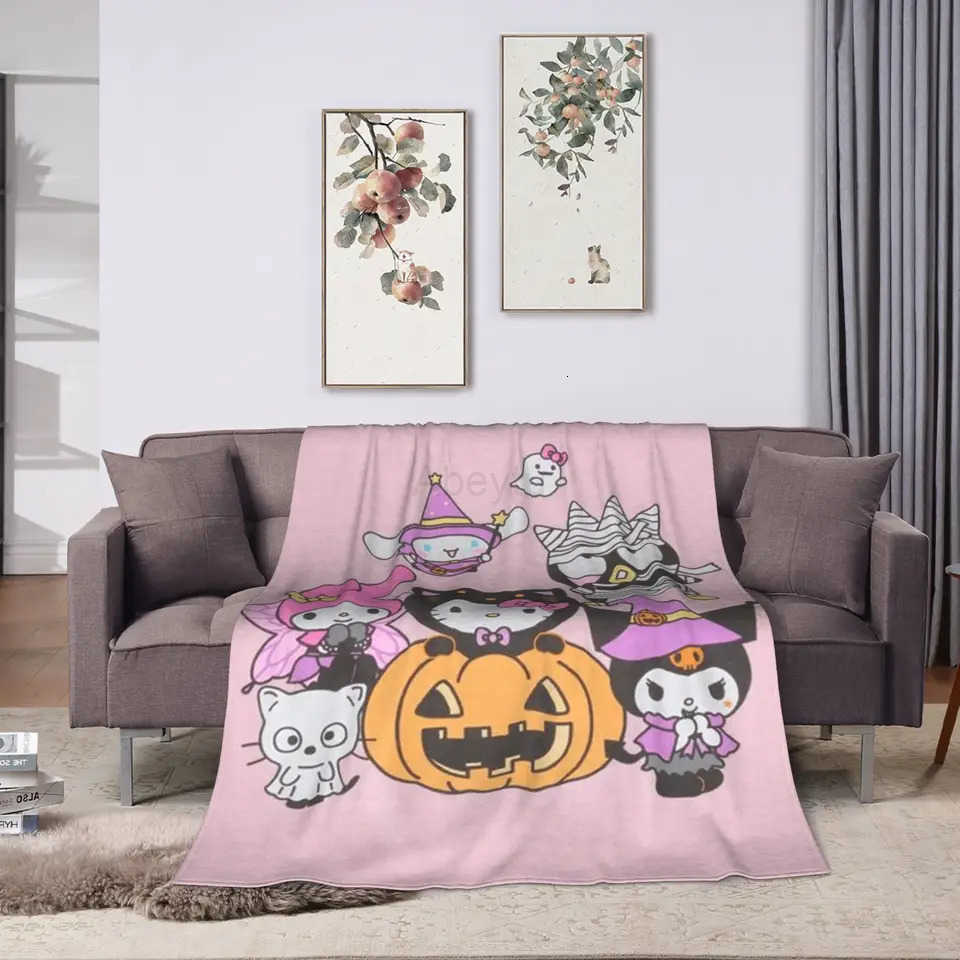Sanrio Hellos Kittys And Friends Blanket Quality Warm Throw Blanket Winter Kids Adult Home Decor Aesthetic Bedspread H251201