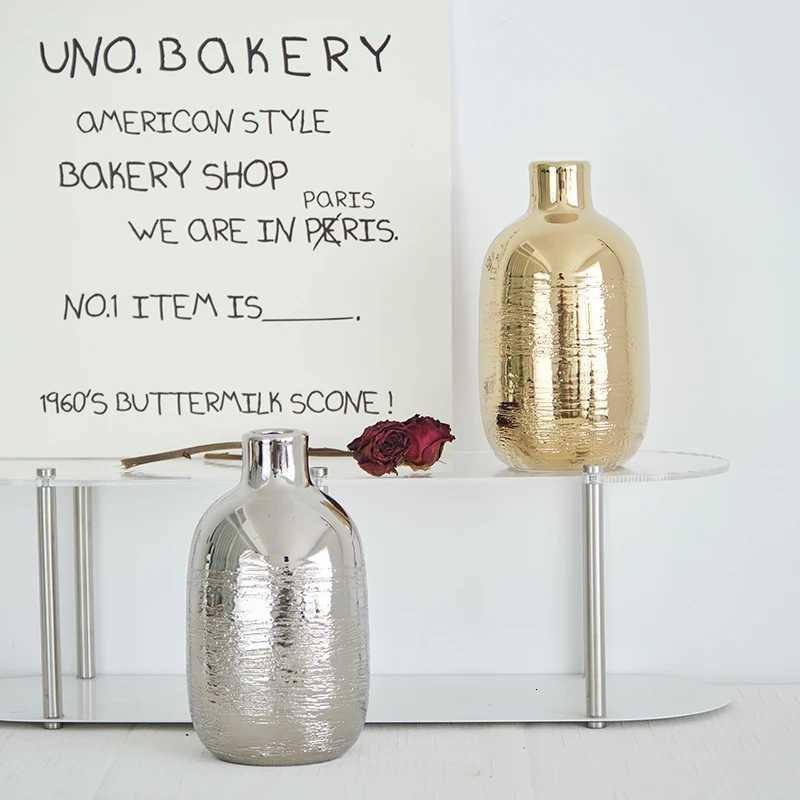 Ceramic Vase Gold Bed Grain Ceramic Handicraft Flower Vase Floral Arrangement Accessories He Decoration Accessories Y251201