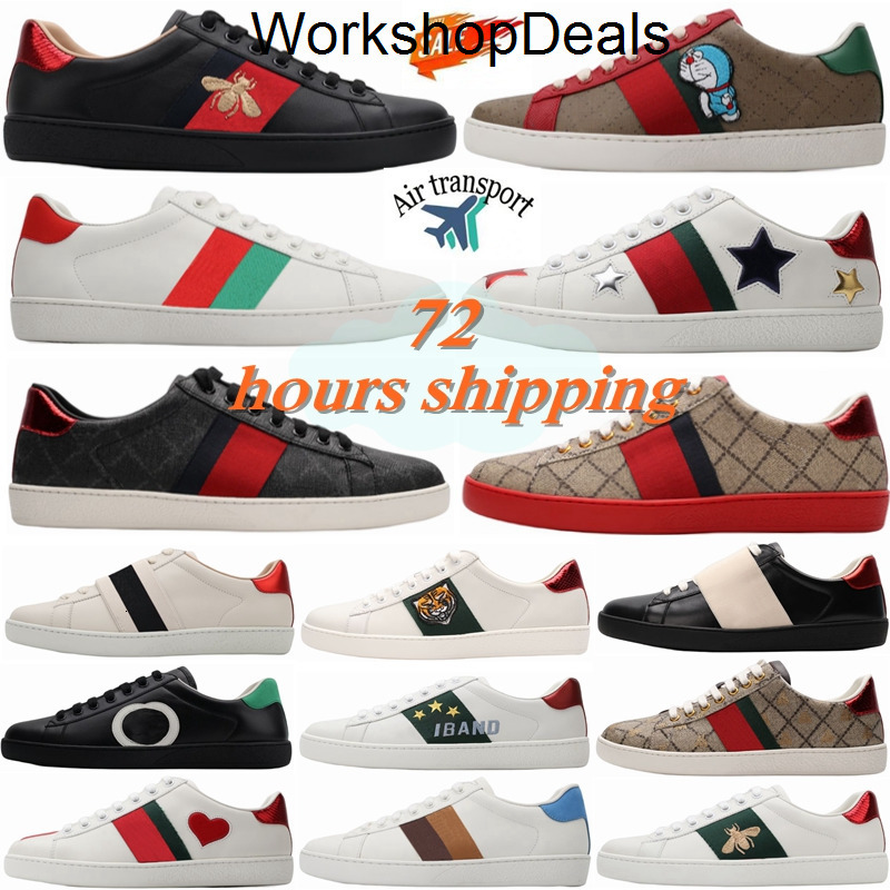 Luxury Designer Shoes Mens Italy Bee Ace Casual Shoes Women White Flat Leather Shoe Green Red Stripe Embroidered Coupl gg guicily guiccly guccc guccily gucciily KUEC