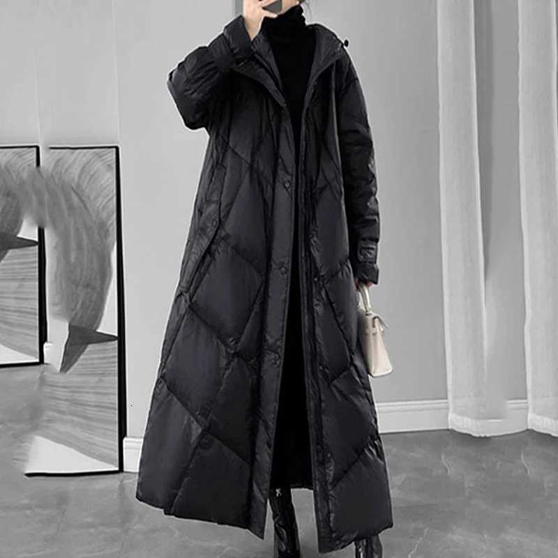 2024 Winter Puffer Coat Womens Long Warm Down Cotton Coat Korean Hodoed Cotton-Padded Coat Womens Jacket Female Casual OvercoatT251201