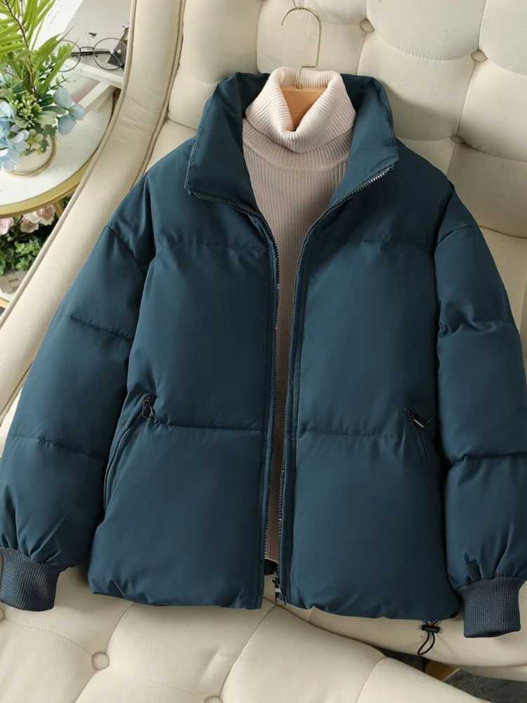 New Winter Thickened Cotton Coat Jacket for Women Trendy Versatile Student Korean Style Loose Fit Padded Jacket Short StatureT251201