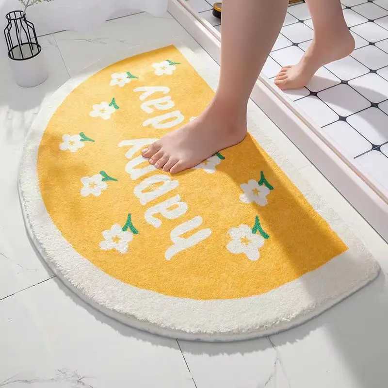 VIKAMA Imitation Cashmere Simple Semi-Circar Bathro Waterproof Floor Mat Household Living Ro Bedro Door Mat H251129