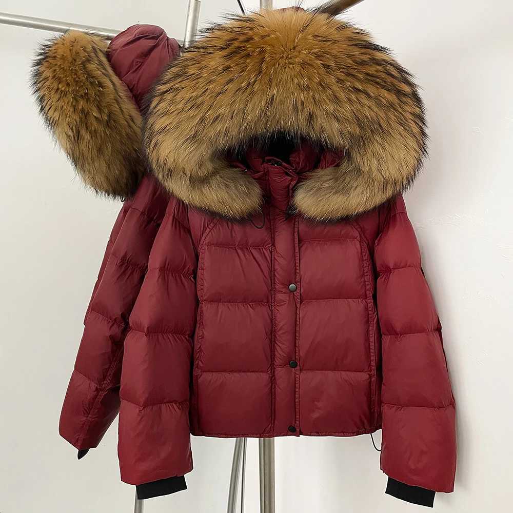 White Duck Down Coat 2025 New Autumn Winter Top Clothing Women TnickWarm Fluffy Puffer Jacket Female Hooded Real Fox Fur CaotT251201