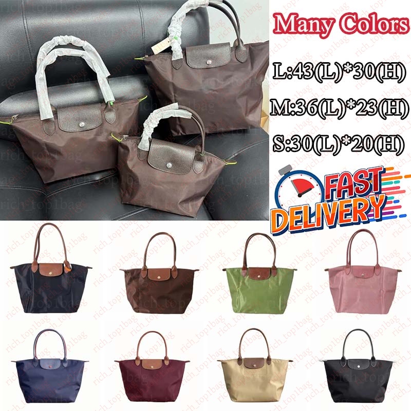 Designer Bag nylon tote bag womens handbag waterproof travel laptop shoulder bag purse lady foldable underarm bag big capacity 3 sizes black