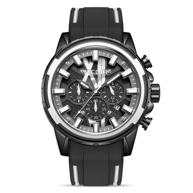 MEGIR Designer Trendy Men's Multifunctional Chronograph Luminous Waterproof Large Dial Quartz Watch Business Versatile Luxury Wristwatch Free Shi