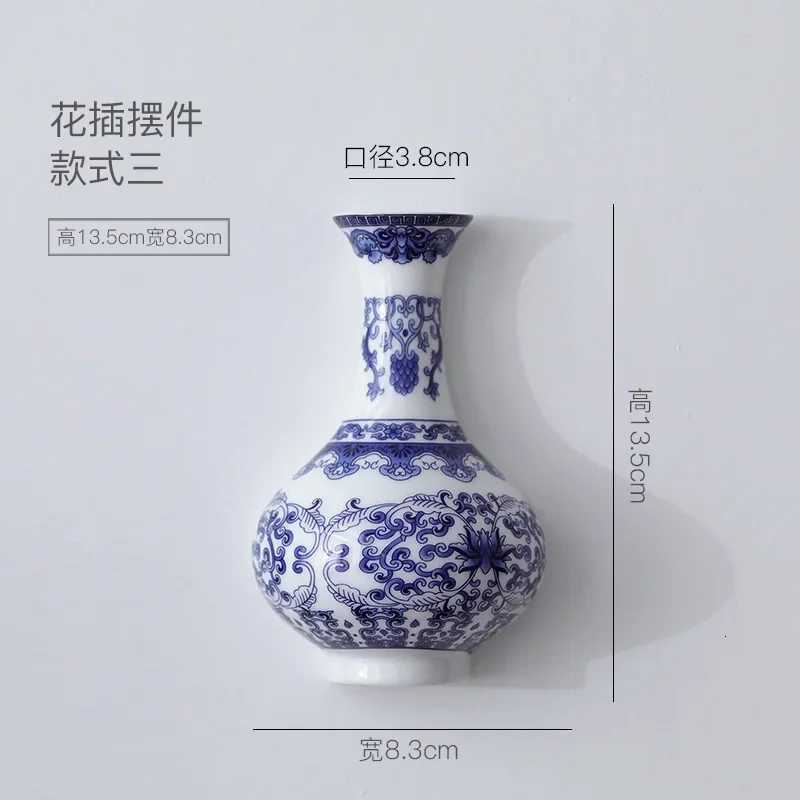 Ceramic vase antique blue and white porcelain flower container lucky bamboo living ro and he decoration wall hanging Y251201
