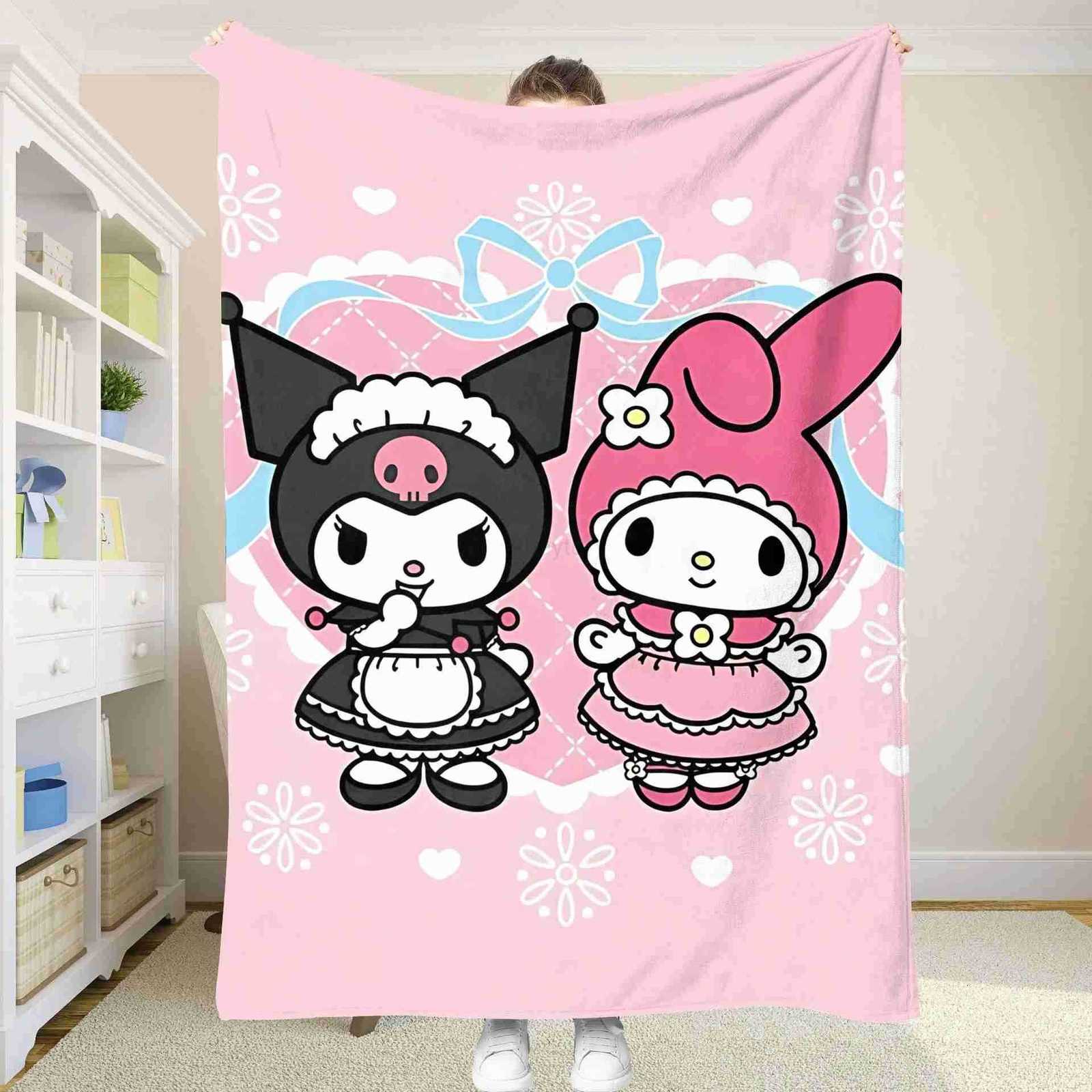 Sanrio Double Bed Blankets and Throws K-Kuromis Fluffy Soft Blankets for Decorative Sofa Blanket Summer Comforter Bedspread on the Bed H251201