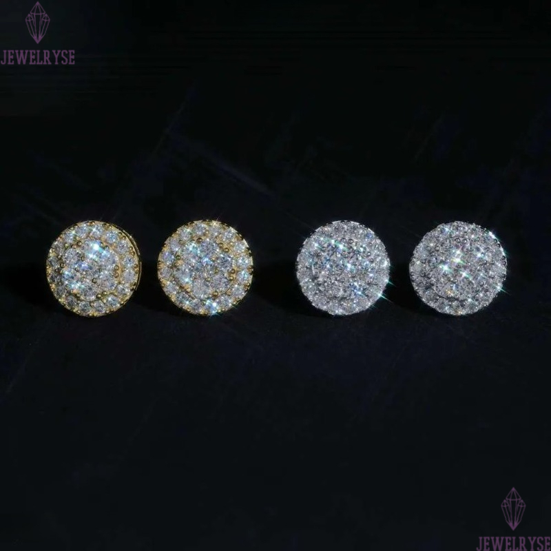 Round Shape Cluster Dia Studs Sterling Sier VVS Moissanite Earring Fashion Hip Hop 9.7mm Women Earrings