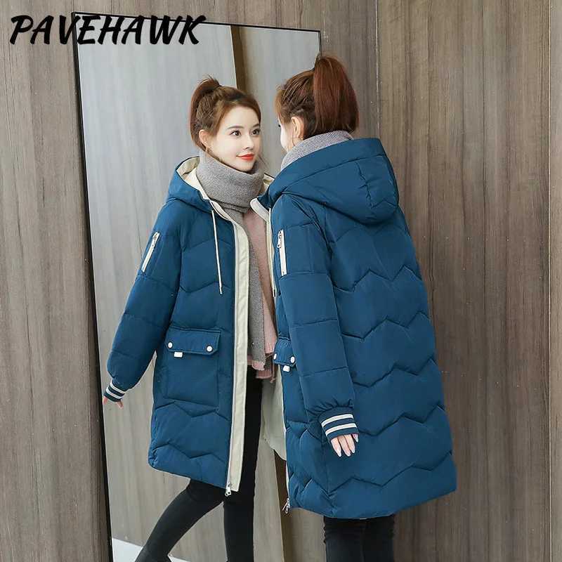 Women Warm Thick Hooded Parkas Winter Loose Casual Long Sleeve Jackets Basic Zipper Fashion Padded Long Coat Female ClothesT251201