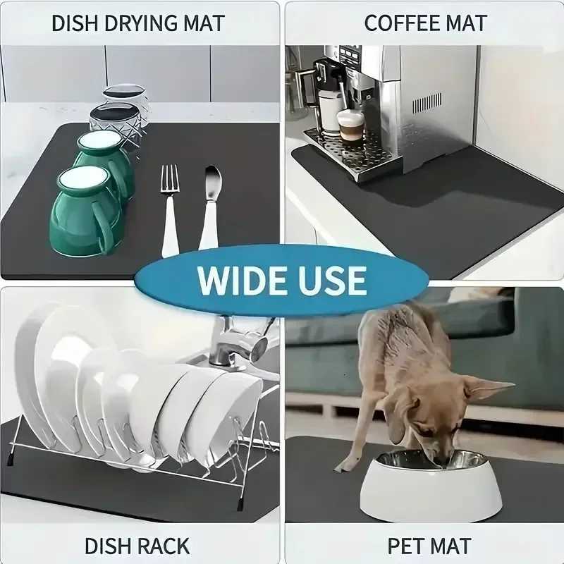 Plaid Pattern KitchenBar Counter Absorbent Quick-Dry Placemat Table Mat Coffee Mat Dishes Drying Pad Non-Slip Water-Absorbing Y251201