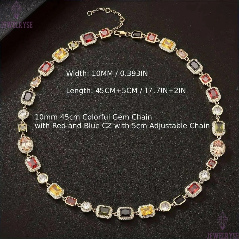 multi light color gemstone beaded necklace rainbow motley choker women jewelry moissanite tennis gold colorful gem stone men chain gift