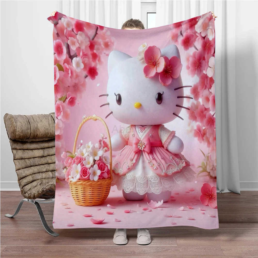Sanrio 31 Style Hello Kitty Cartoon Soft 3D Cute Flannel Blanket Throw Blanket for Living Room Bedroom Bed Sofa Picnic Kids Gift H251201