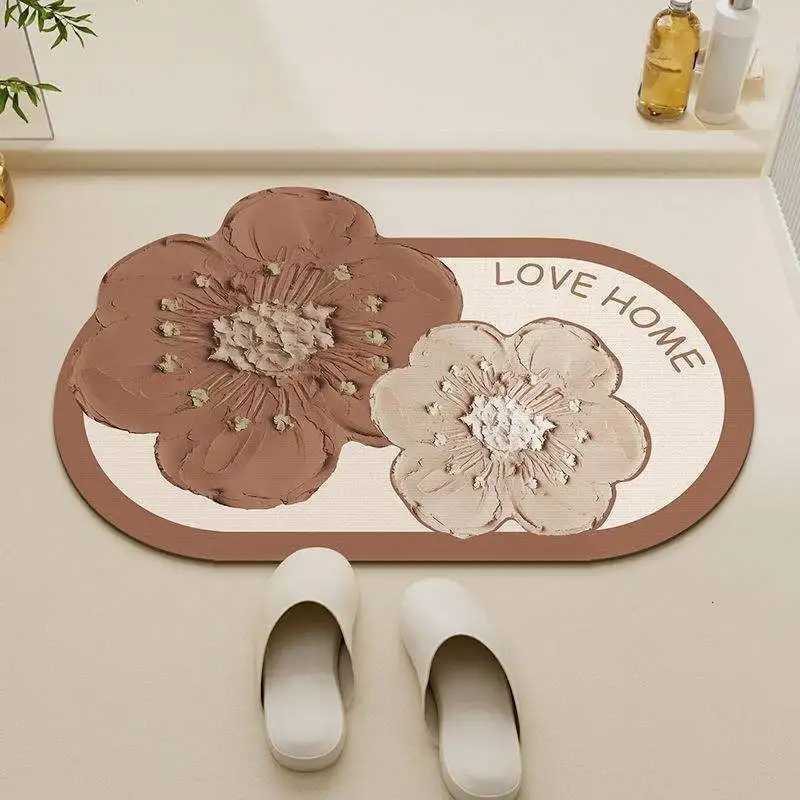 New Soft Diatite Mat Flower Diatoeous Earth Bath Mats Non-slip Bathro Tub Carpet Quick Dry Wen Ro Door Rug Absorbent H251129