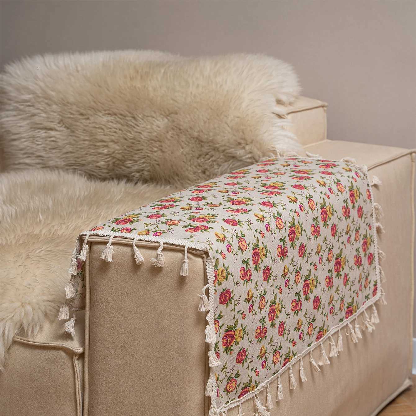 1 set of rose decorative tablecloths Bohemian style polyester fiber square tassel decorative tablecloths Y251201