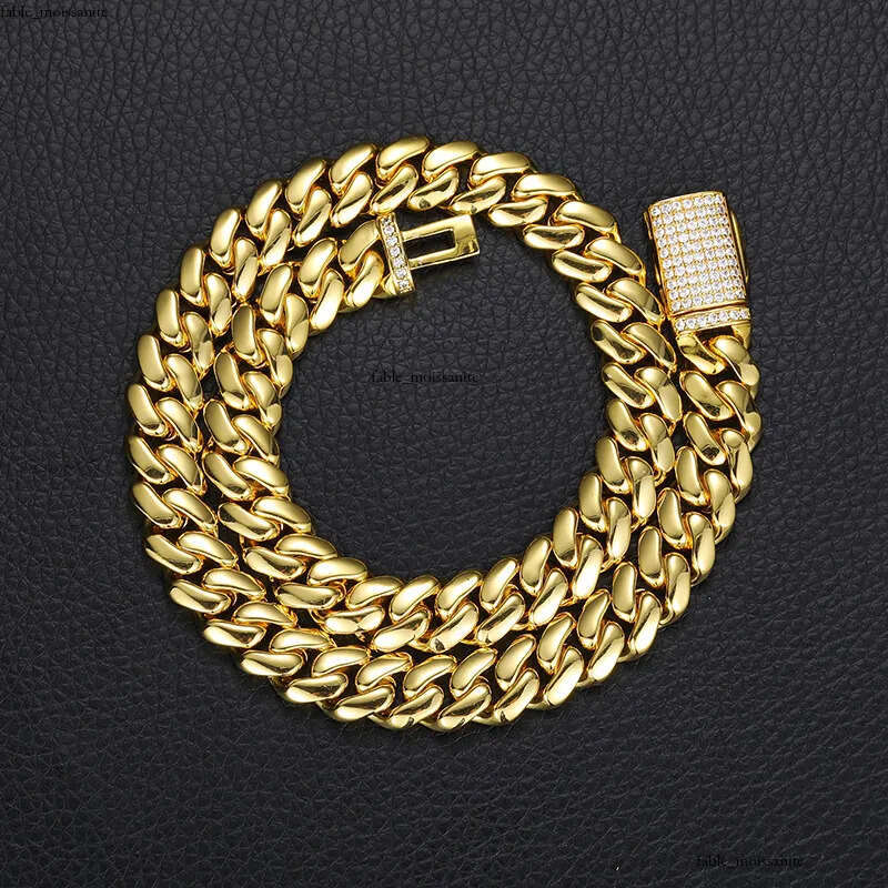 12mm-20mm Hip Hop Heavy Large Miami Cuban Link Chain Mens Necklace Real Gold Plated topBling 5A Zircon Clasp Men Jewelry