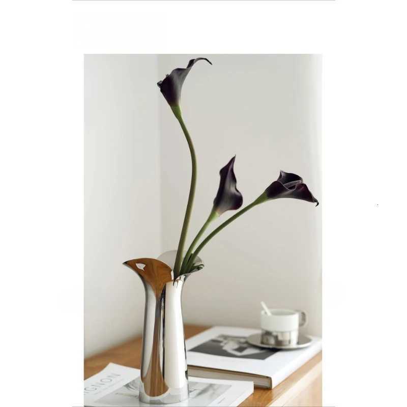 Nordic Luxury Ceramic Vase Silver Plated Modern Floral Arrangement Artistry for Living Ro Dining Table He Decor Y251201