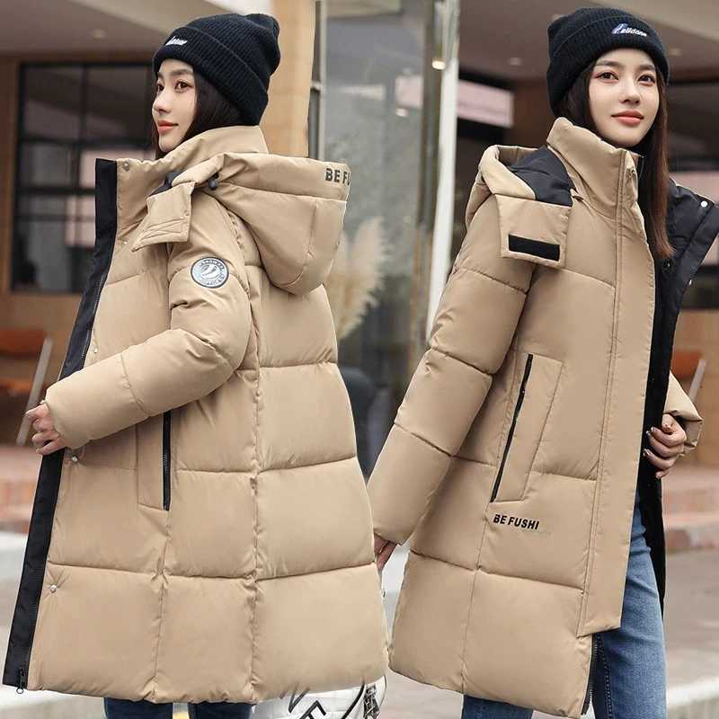 WomenS Winter Down Cotton Jacket 2025 New Warm Thicken Cotton Padded Jacket Korean Loose Plus Size Parkas Outwear Long CoatT251201
