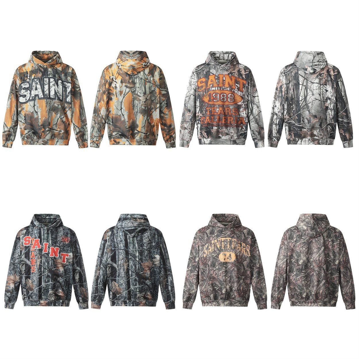 Tear Tree Pattern Camouflage Full Print Hoodie Pullover Sweatshirt Unisex Trendy Brand