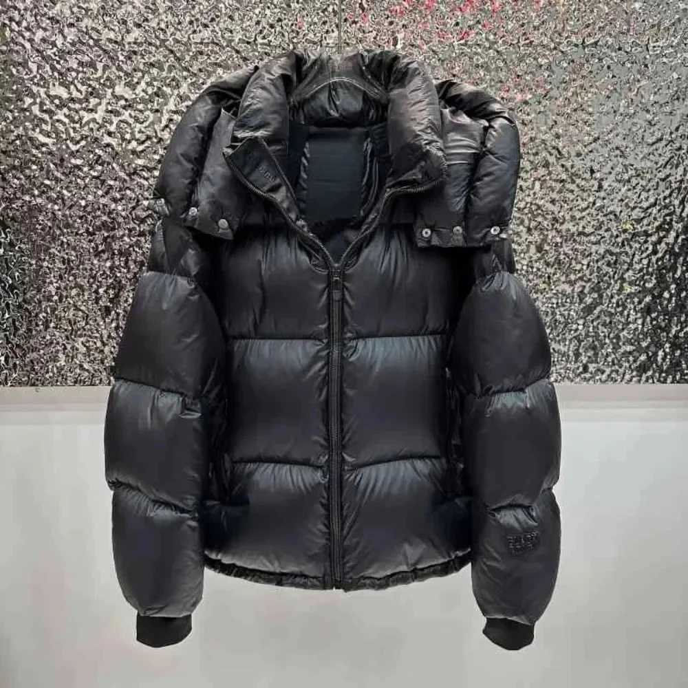 New Winter 90 White Duck Down Coat Black Glossy Short Fluffy Women Puffer Jacket Hooded Thickened Warm Casual Down JacketT251201