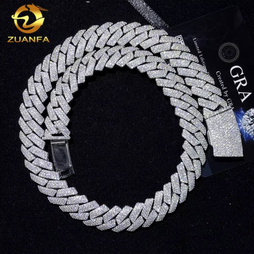 Cheapest Price Promotion 15mm Men Necklace Custom Clasp Iced Out Moissanite Solid 925 Silver Hip Hop Jewelry Cuban Link Chain