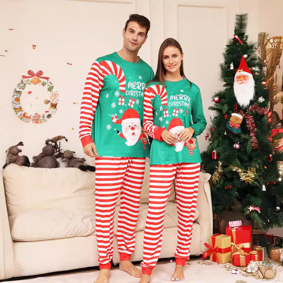 Christmas Pajamas Family Matching Outfits Adult And Kids Pyjamas Santa TopsStripe Pants Xmas Sleepwear Baby Boy Girls Romper 241028