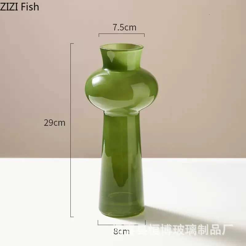 Green Vase Flowers Pots Hydroponic Flower Vessels Desk Decoration Flower Arrangement Floral Vases Ro Aesthetic Decor Y251201