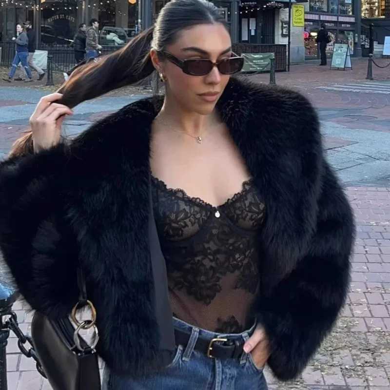 Tuularose Fashion Womens Fur Coat Winter Solid Thick Warm Fluffy Fur Coat New Commuter Streetwear Basic Vintage Female OutwearT251201