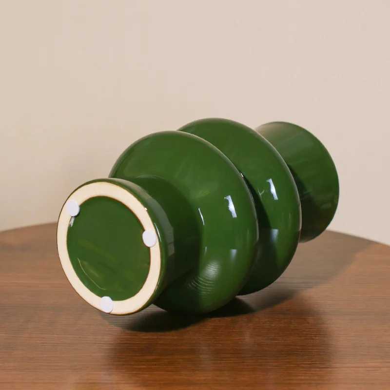 748 Inch Red Ceramic Vase Green Porcelain Flower Vase He Decoration Centerpiece Tabletop Vase Y251201