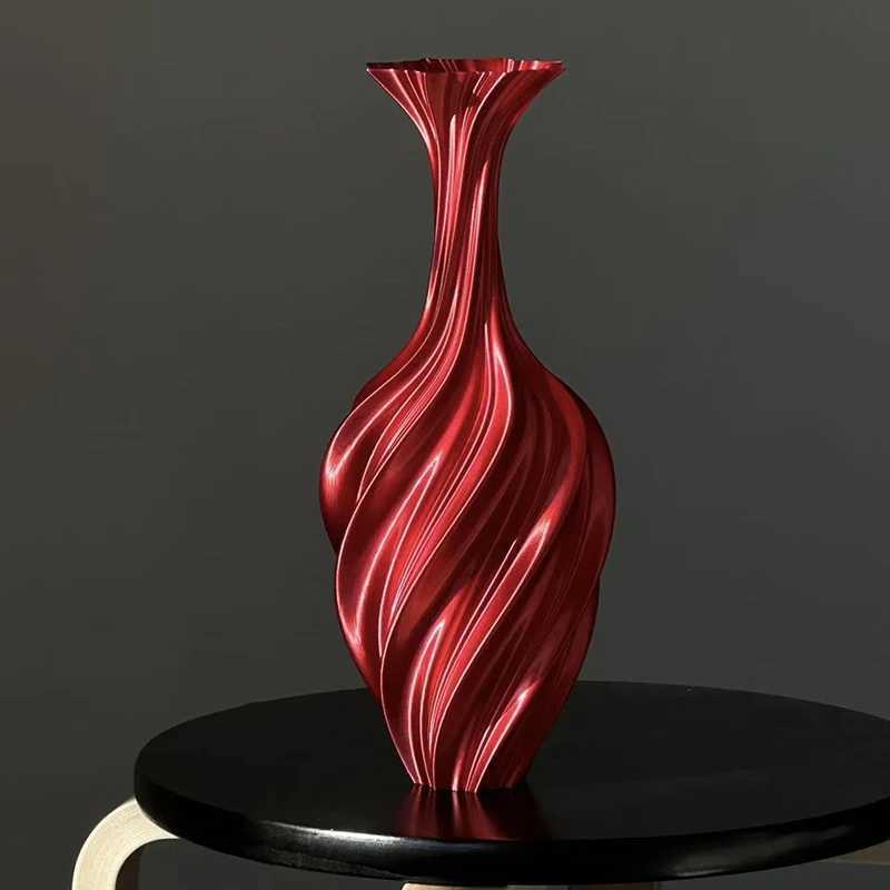 3D Printed Abstract Twist Vase 25cm Modern Nordic He Decor Artistic Flower Arrangement Centerpiece Scptural Decor he Y251201