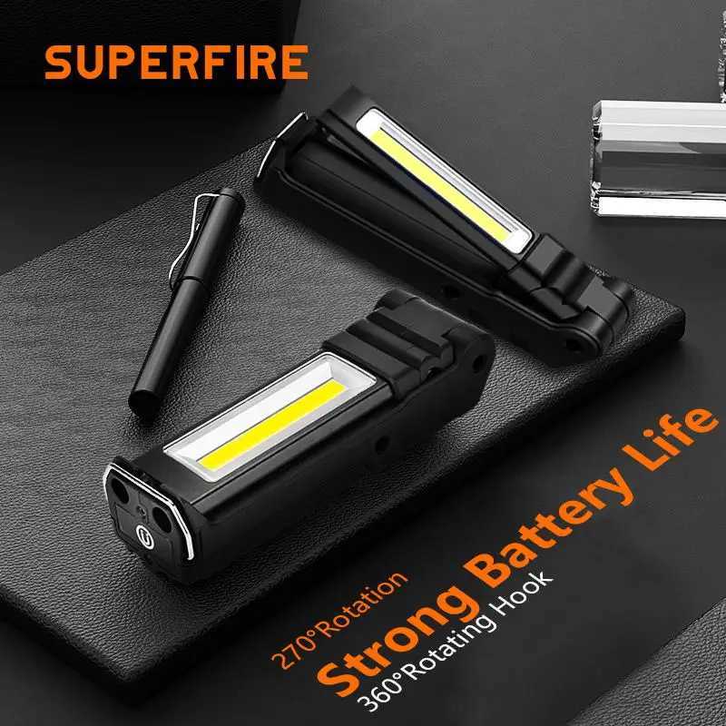 SuperFire G15/S LED Flashlights COB Work Light With Magnetic Set Multi Function Folding Torch camping supplies Lantern M251201