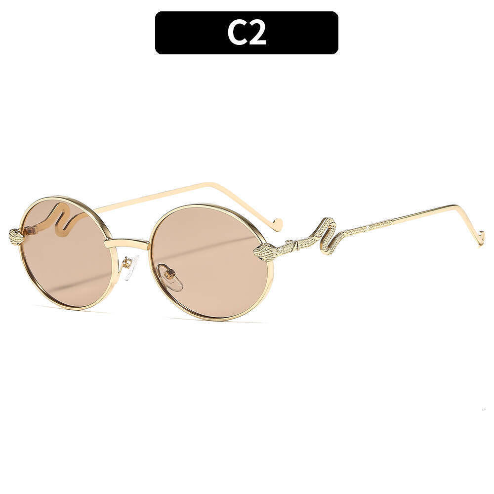 new metal retro round frame sunglasses with snake shaped decorative legs highend womens sunglasses sun visors anti blue light