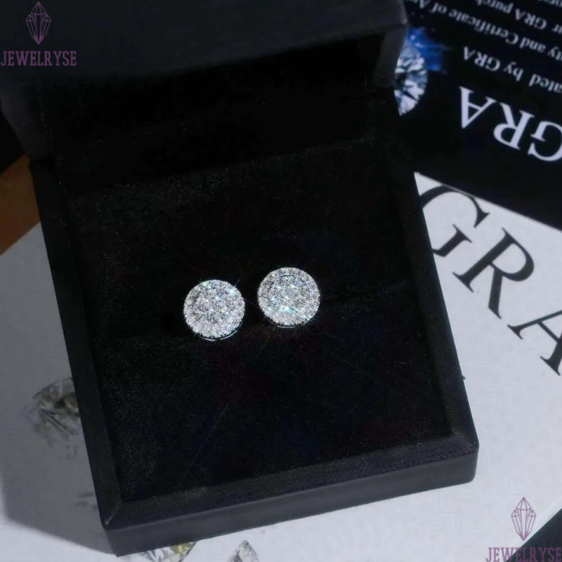 Round Shape Cluster Dia Studs Sterling Sier VVS Moissanite Earring Fashion Hip Hop 9.7mm Women Earrings