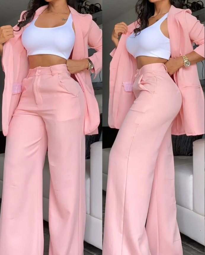 2 Piece Pant Women Club Outfits: Women's Stacked Bell Bottoms with Short Coat, High Waist Sexy Party Nightclub Set C260312