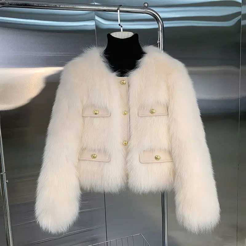 Womens Small fragrant style Fur Coat 2025 Autumn/Winter New Imitation Fox Fur Coats Fashion Korean Edition Thick Short OutwearT251201
